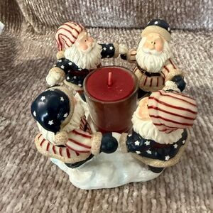 Vtg 2002 Santa Claus Home Interiors USA Patriotic Christmas Votive Candle Holder